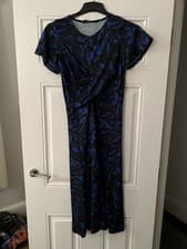 Image of M&Co Black And Blue Patterned Midi Dress Size 10