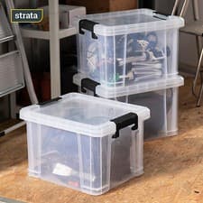 Image of Strata Stackmaster 40L Storage Boxes Stackable Plastic Lid Set Medium Triple Pro