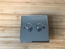 Image of Dimmer switch Rotary 2 gang 1 way Polished Chrome WCDR250/21W CED