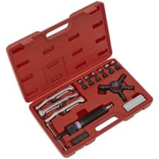 Image of 19 Piece Hydraulic Puller Set - 2 Way Yoke - 10 Tonne Capacity Hydraulic Ram