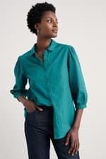Image of Seasalt Women's Regular Hope Cottage Organic Cotton Check Blouse Emulsion