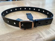 Image of All Saints Womens 38mm Eyelet Leather Belt Black Medium/ Large New RRP £65