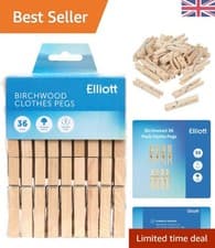 Image of Durable Hardwood Clothes Pegs - Pack of 36 Eco-Friendly Laundry Essentials