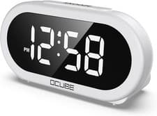 Image of OCUBE LED Digital Alarm Clock , Big White Digit Display, USB Port, Mains Powered