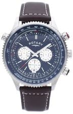 Image of Rotary GS03642/05 Men’s Chronograph Date Blue Dial Brown Leather Strap  Watch