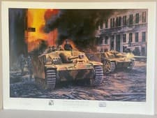 Image of defence Berlin military Art Print German tank Ace signed Norbert Kujacinski