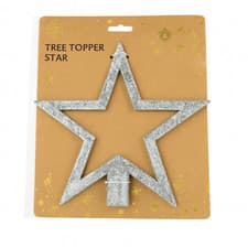 Image of Christmas Tree Topper Star – Assorted Designs in Silver & Gold – Glitter Finish