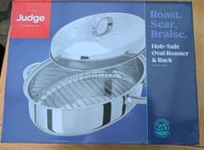 Image of Judge Stainless Steel 34Cm Lidded Oval Roaster & Rack