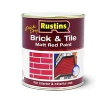 Image of Rustins Quick Dry Brick Tile Paint Red Interior Exterior 250ml