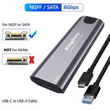 Image of KingData M.2 NVMe NGFF SSD Enclosure USB 3.1 Type-C 10Gbps Converter Adapter