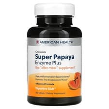 Image of American Health Super Papaya Enzyme Plus, 180 Chewable Tablets, & Bromelain,