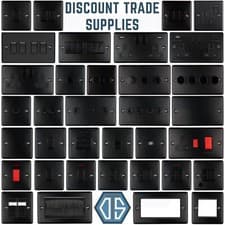 Image of Matt Black Screwed Switches and Sockets Full Range