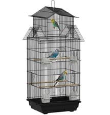 Image of PawHut Metal Bird Cage Perch Food Container Handle for Finch Canary Pet Supplies