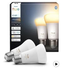 Image of Philips Hue E27 White Ambiance 1100lm Bulbs 2 Pack - BOX IS DAMAGED - BRAND NEW