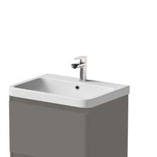 Image of Bathroom 600mm Wash Basin Sink White Gloss Modern Curved Resin 1 Tap Hole