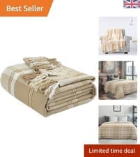 Image of Highland Cotton Large Throw Blanket for Sofa & Bed | Lightweight, Checkered T...