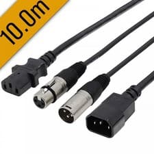 Image of LEDJ Combi IEC DMX XLR 3-Pin Male to Female Cable Lighting Mains Lead 1.5 to 10m