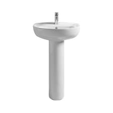 Image of Nuie Choice Ramsay 550mm Basin & Full Pedestal 1 Tap Hole Round Bathroom Sink
