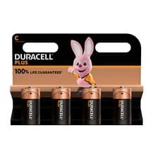 Image of 4 X DURACELL C SIZE PLUS POWER ALKALINE BATTERIES LR14 MN1400 - LONG EXPIRY