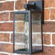 Image of 'Boîte' Dimpled Glass Copper Wall Light Traditional Outdoor Garden Lantern IP44