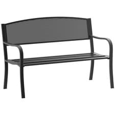 Image of Outsunny 2 Seater Metal Bench Patio Park Loveseat Garden Chair Outdoor Seating