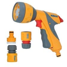 Image of Hozelock Multi Spray Plus Garden Hose Pipe Water Gun 6 Functions & Fittings
