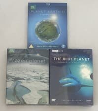 Image of Blue Planet & Frozen Planet DVDs + Planet Earth II Blu-ray - David Attenborough