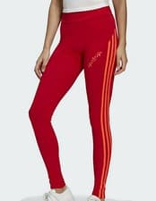 Image of ADIDAS ORIGINALS 3 STRIPES SLICED LEGGINGS SCARLET HIGH WAIST UK 10,14 LAST FOUR