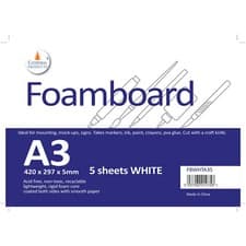 Image of Cathedral Products FBWHTA35 Foamboard White 5mm A3 (297 x 420mm) 5pk