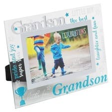 Image of Grandson 3D Word Glass & Mirror 6x4 Photo Frame