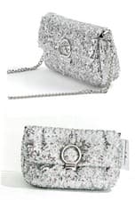Image of New Women’s Girls George Silver Sequin Cross Body Party Bag