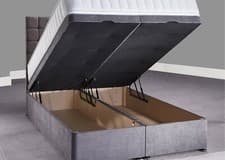 Image of Chenille Upholstered Ottoman Storage Bed Gas Lift Up Base with Headboard