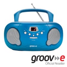 Image of GROOV-E ORIGINAL BOOMBOX PORTABLE CD PLAYER WITH RADIO GVPS733 BLACK BLUE RED