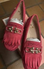 Image of Moda in Pelle Francheska RASPBERRY TEXTILE Loafer size 3 NEW BOXED