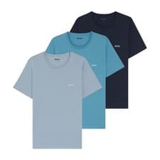 Image of Hugo Boss 3 Pack T Shirts Mens Blue Baby Blue Classic Crew Neck Size L 50532470