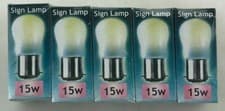 Image of 5x WHITE Crompton 15W BC B22 240Volt PYGMY Lamp 15 Watt Bulb SIGN