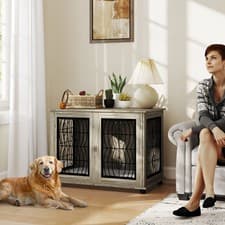 Image of PawHut Dog Crate Furniture, End Table for Large Dogs w/ Cushion