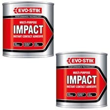 Image of Evostick Impact Instant Contact Adhesive Multi-Purpose Fast Drying 500mL Tin x2
