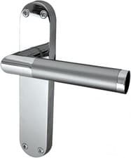 Image of Mitred door handle latchset 185 x 39mm Polished Chrome / Satin Chrome