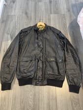 Image of Men’s Barbour black Duralinen flyer wax Jacket Size M