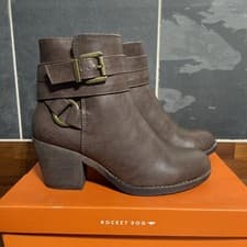 Image of Womens Size 3 Rocket Dog Salmina Brown Buckled Strapped Ankle Boots BNIB
