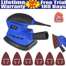 Image of Electric Detail Mouse Palm Hand Sander With Detail Sanding Sheets Heavy Duty DIY