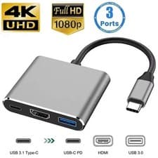 Image of 3 in1 Type C to USB-C 4K HDMI USB 3.0 Hub Adapter Cable Lead For MacBook Samsung