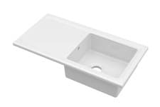 Image of 101cm Inset Counter Top Single Bowl Fireclay Ceramic Kitchen Sink with Plain Dra