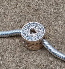 Image of Authentic White Cz Rose Gold Heart Spacer European Charm Bead