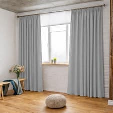 Image of Pencil Pleat Thermal Blackout Curtains Pair Ready made with 2 FREE Tie Back Set