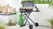 Image of BBQ Barbecue Portable Gas Grill 2 Burner Foldable design with wheels 113x53x92cm