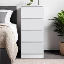 Image of 4 Drawer Chest of Drawers Scandinavian Handleless Bedroom Furniture Matt White