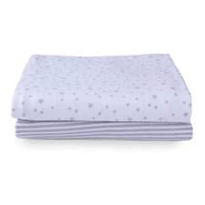 Image of Clair-de-lune Stars & Stripes 2 Pack Fitted Cot Sheets - 120 x 60 cm
