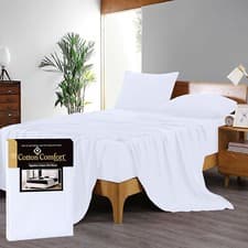 Image of New 100% Egyptian Cotton Flat Sheet 400TC Soft Bed Top Sheets Single Double King